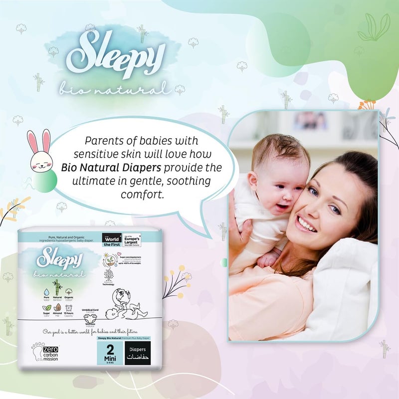 Sleepy Bio Natural Premium Size 2 Diapers | 100 Count | Hypoallergenic Baby Diapers for 3-6Kg - Image 4